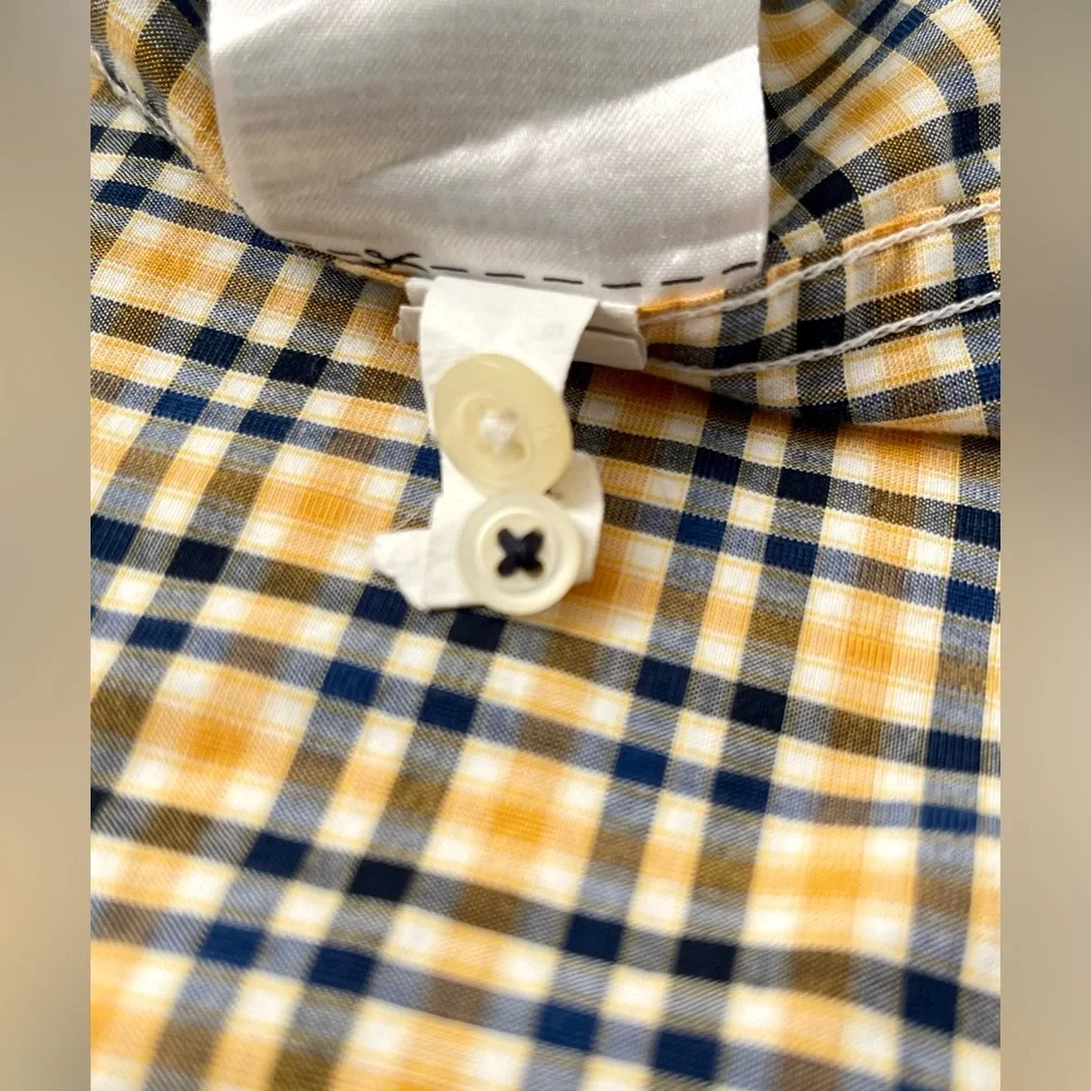 Banana Republic Mens Plaid Button Shirt | Camden Fit | Size M | Navy & Yellow